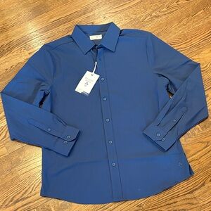 Penguin Sport NWT stretch performance navy button down shirt, M